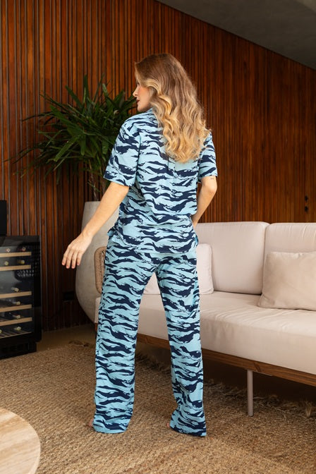 Pijama Lina: Set de pantalón largo y manga corta